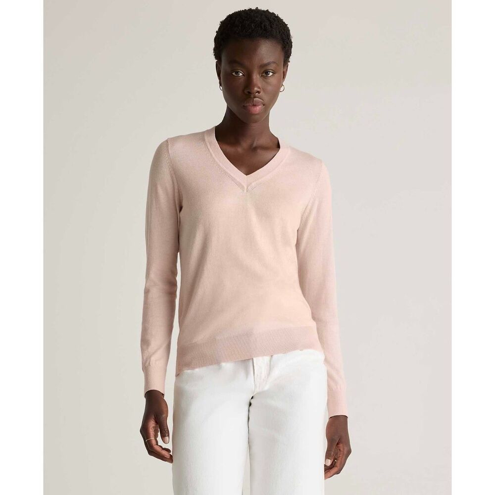 Quince Lightweight Cotton Cashmere V-Neck Sweater XS NWT